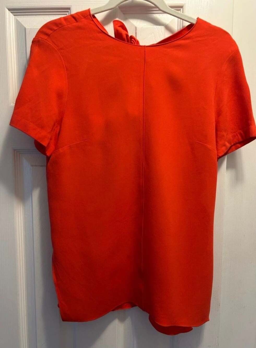 Proenza Schouler Short Sleeve Top Size 6 Orange Red Cutout Back, 6